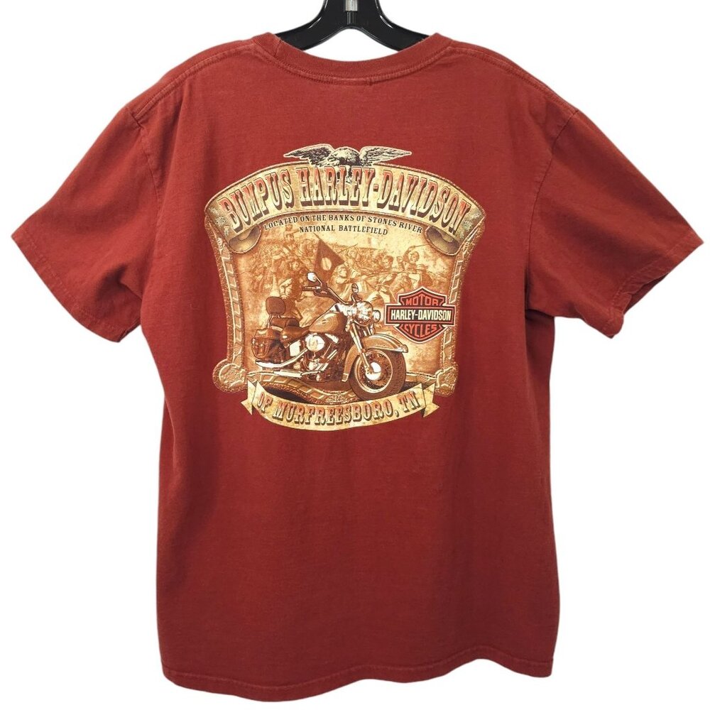 Harley Davidson T Shirt Mens L Double Sided Ride To Live Bumpus Stones River